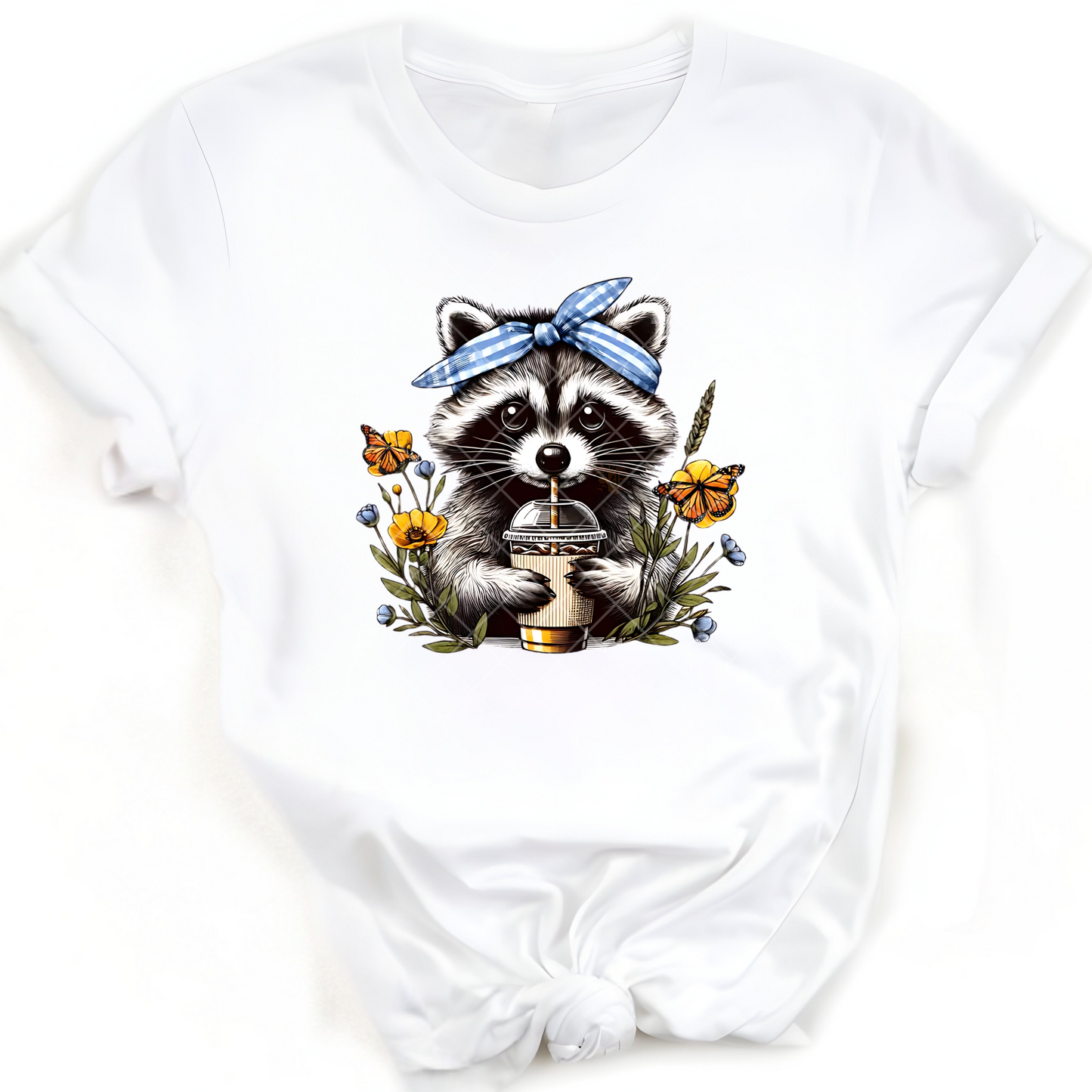 Spring Raccoon Blue Bonnet PNG