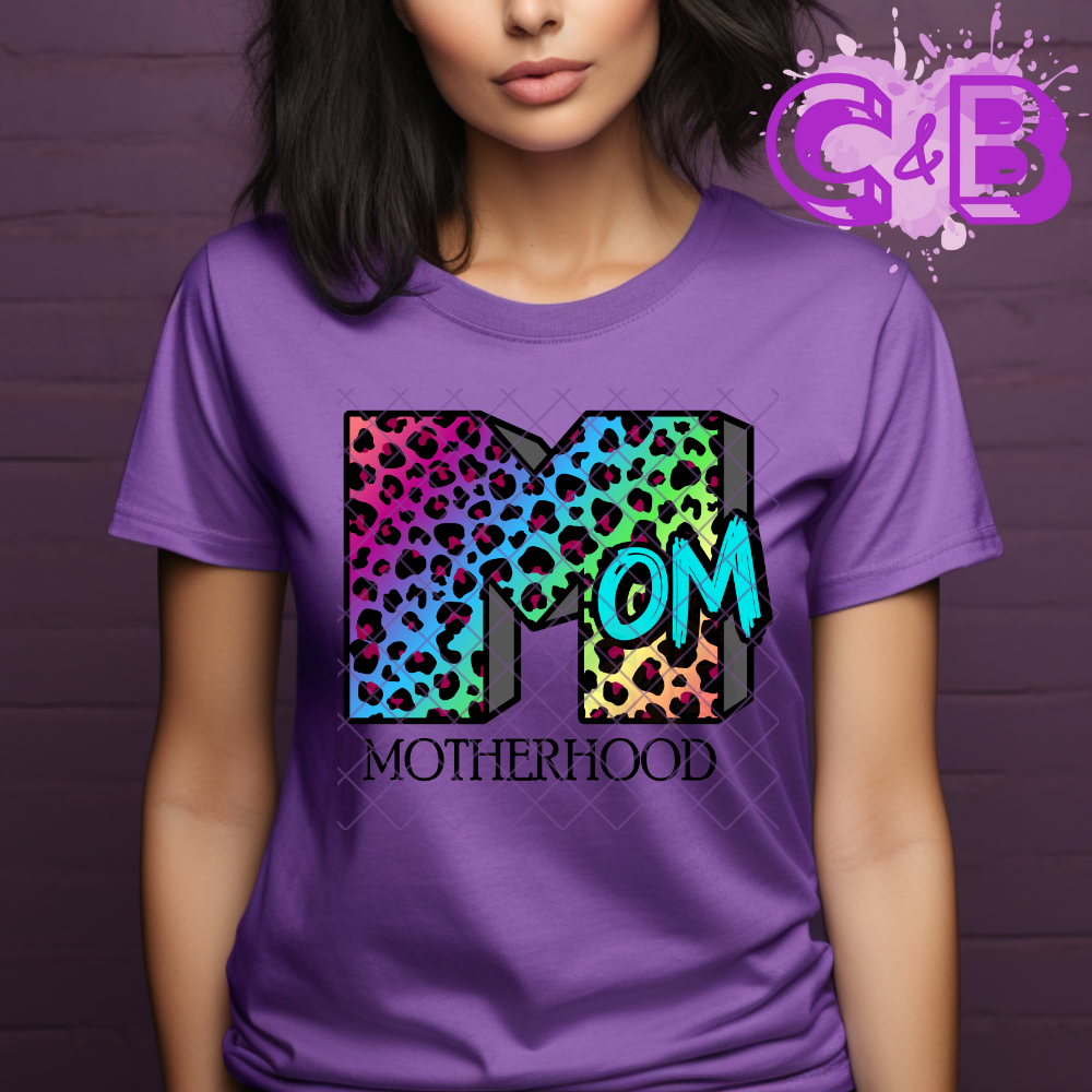 Motherhood vibrant cheetah print PNG