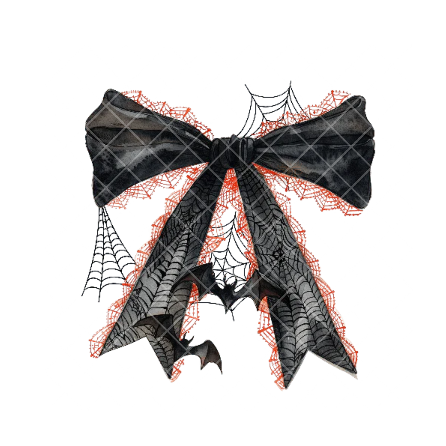 Black Orange Halloween Bow Bats PNG File