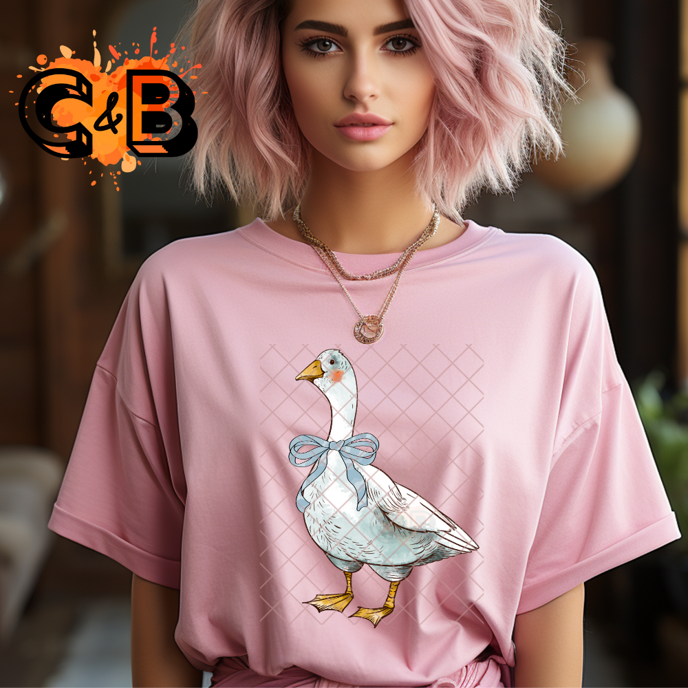Blue bow goose PNG