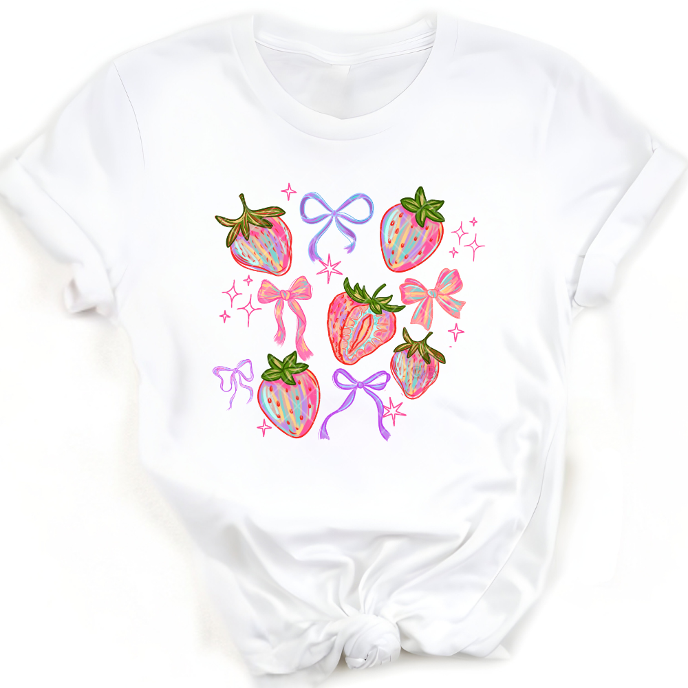 Strawberry’s Blue Ribbons Pink Bows PNG