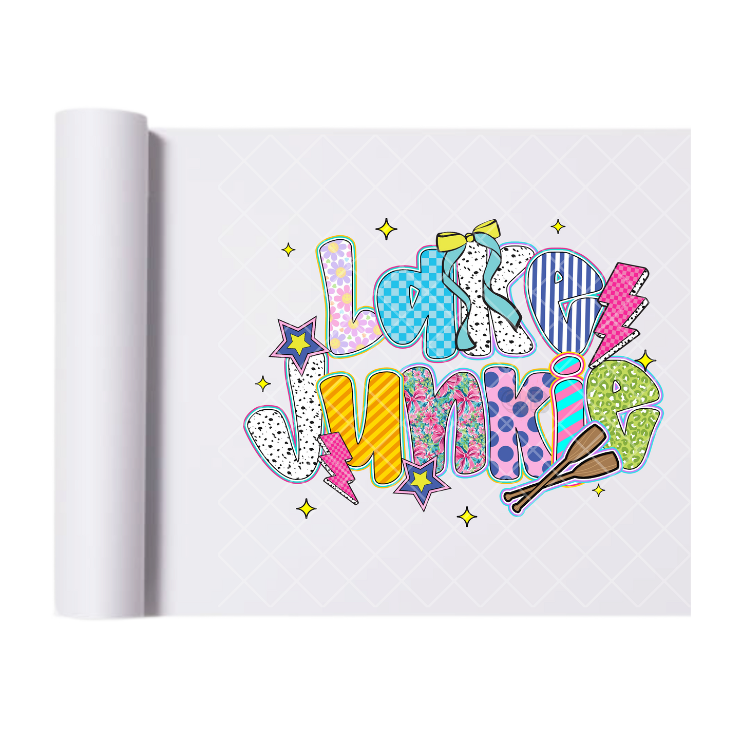 Lake Junkie Multi Pattern - Direct Print Film Transfer for Trendy T-Shirts, Cotton, Polyester & Blends - High-Quality Print