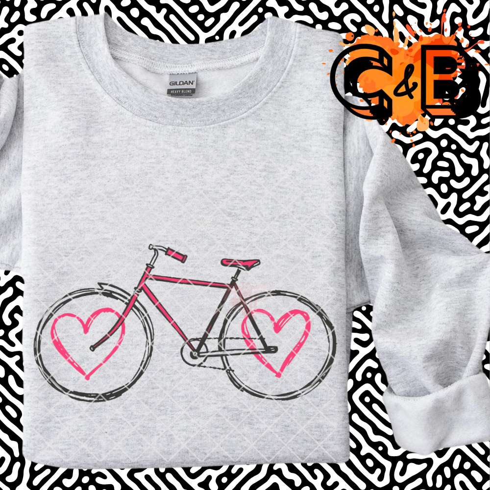 Minimal bike with hearts PNG