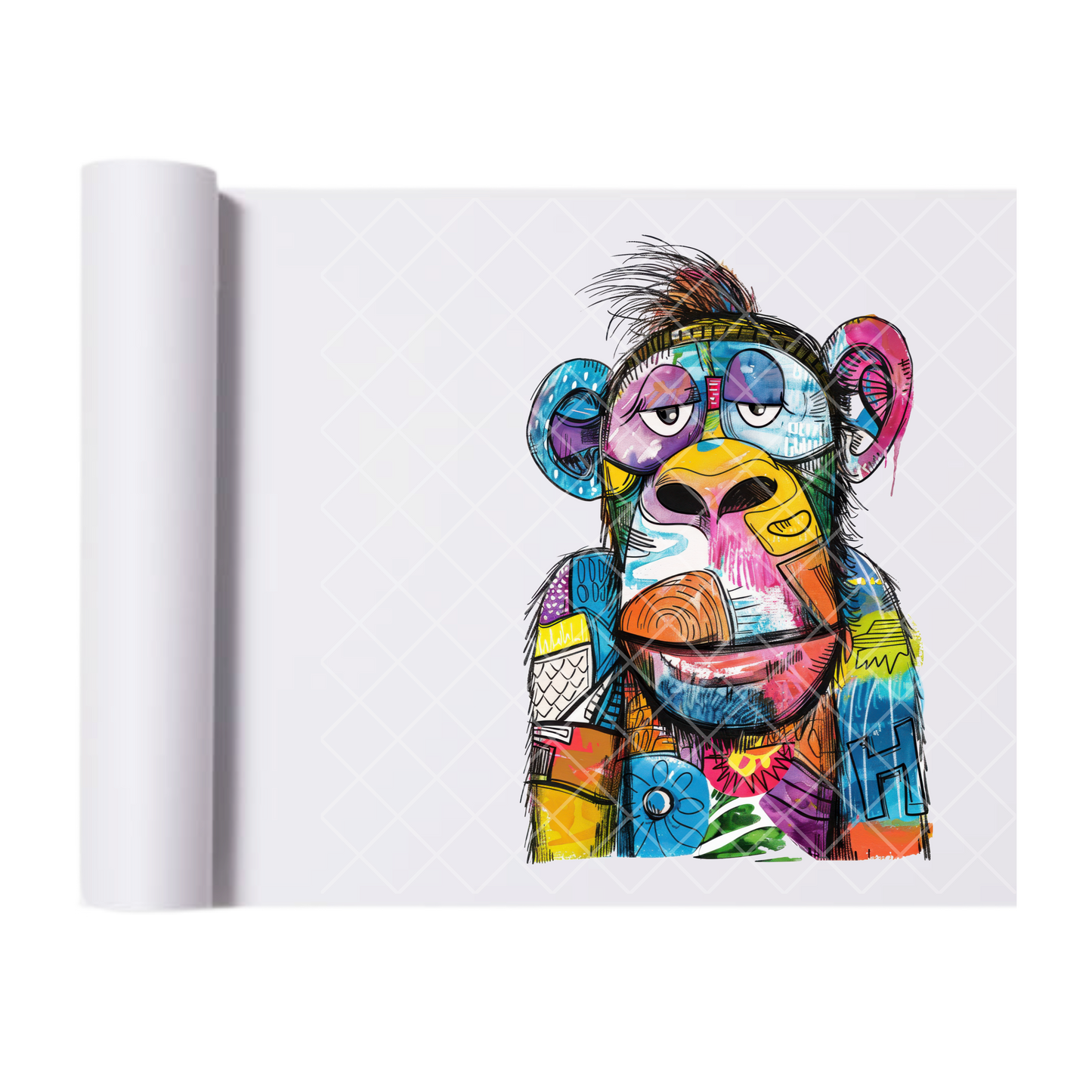 Monkey Art Painting - Direct Print Film Transfer for Trendy T-Shirts, Cotton, Polyester & Blends - High-Quality Print