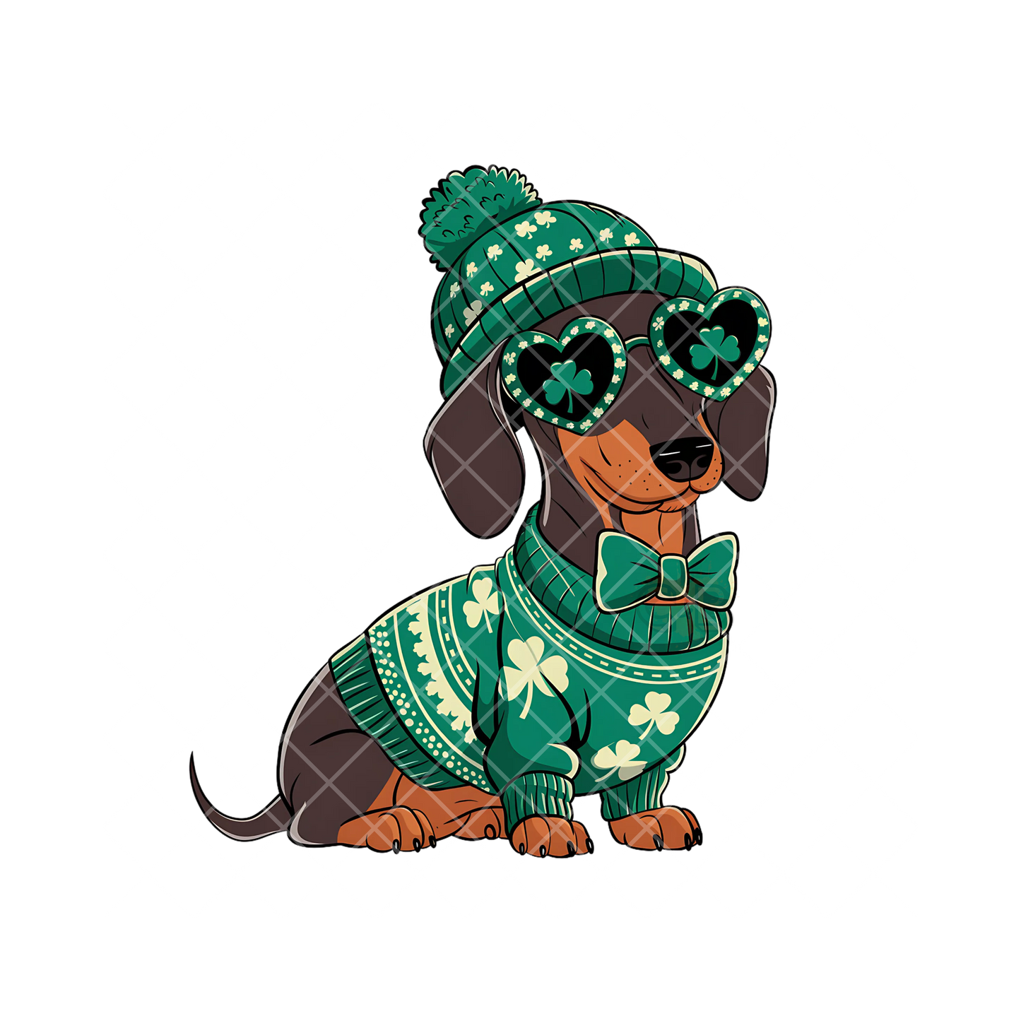 Dachshund In Green PNG