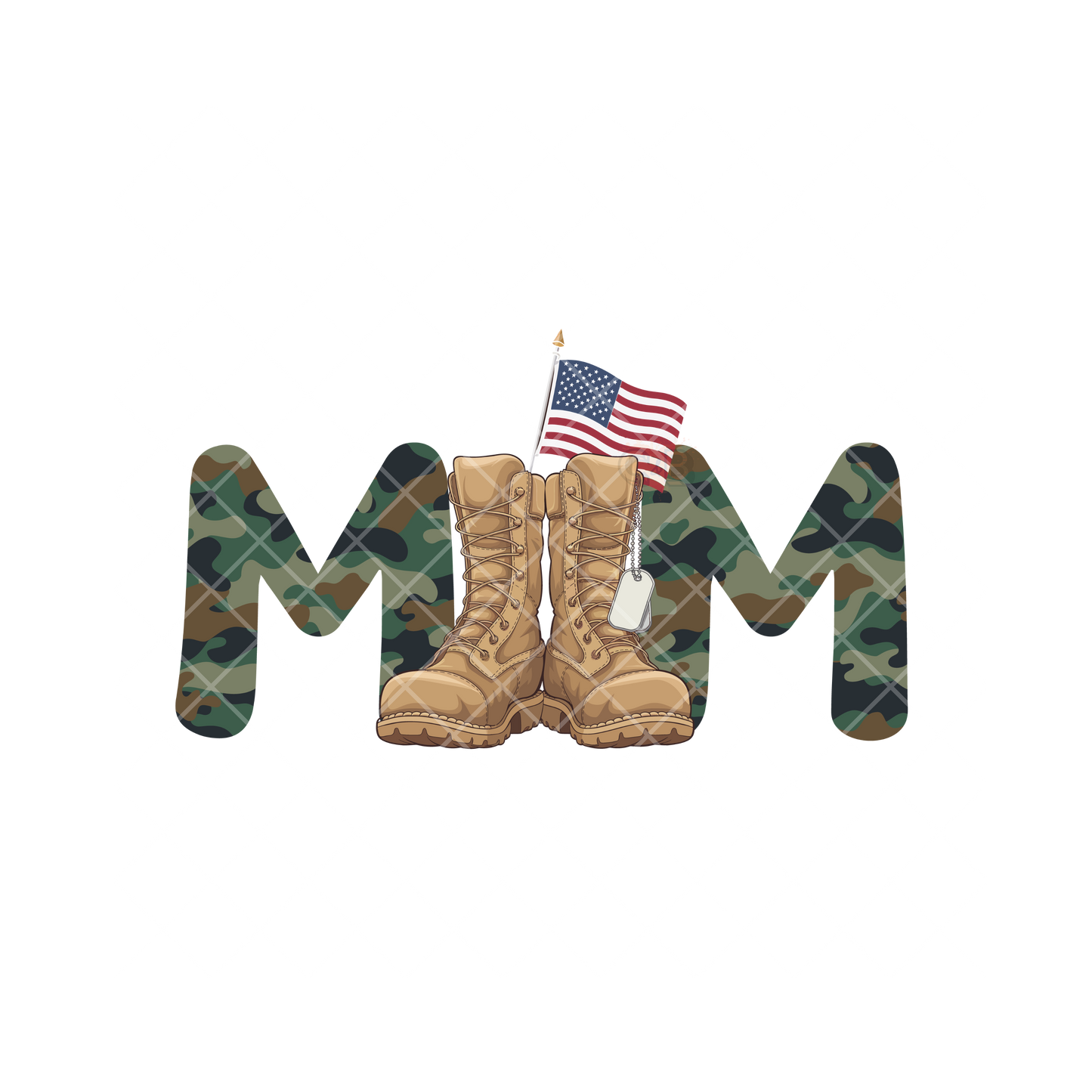 Military Mom Boots Flag PNG