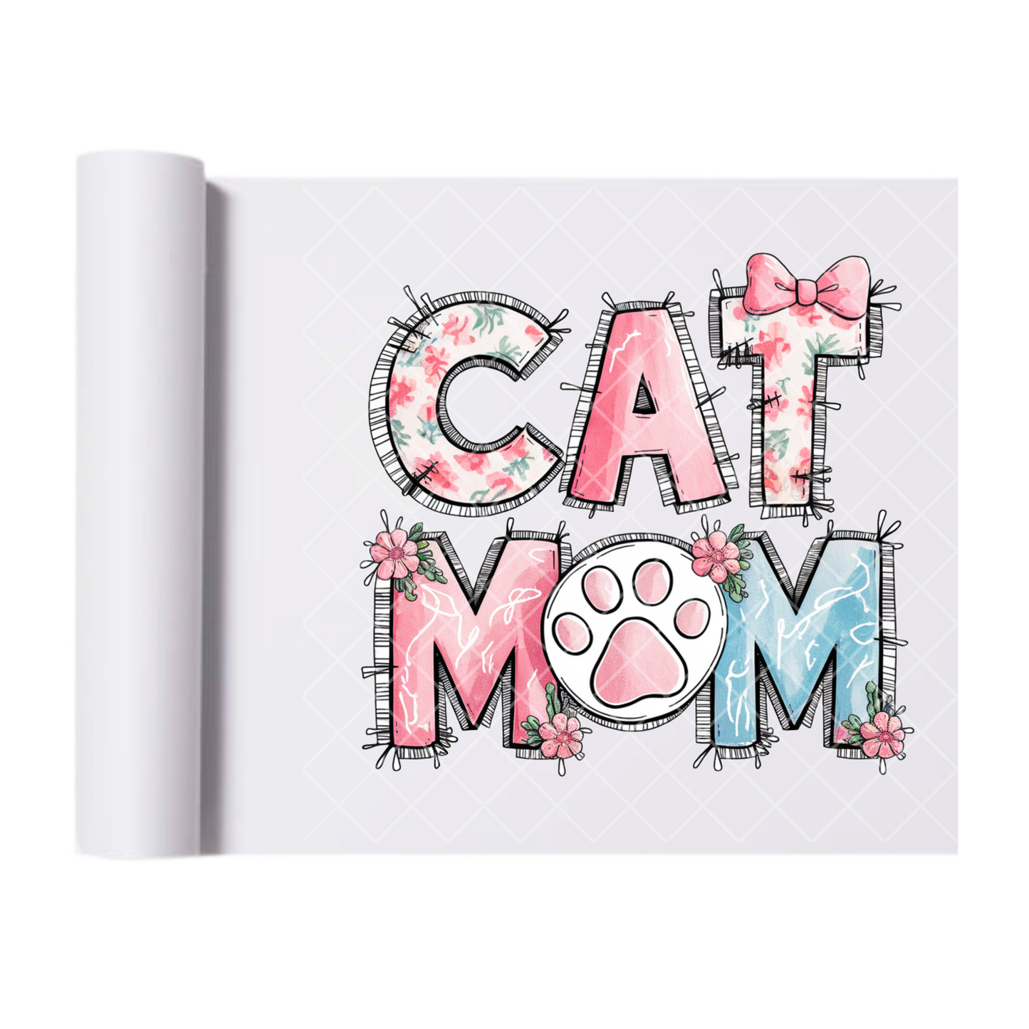 Cat Mom Pup Paw - Direct Print Film Transfer for Trendy T-Shirts, Cotton, Polyester & Blends - High-Quality Print