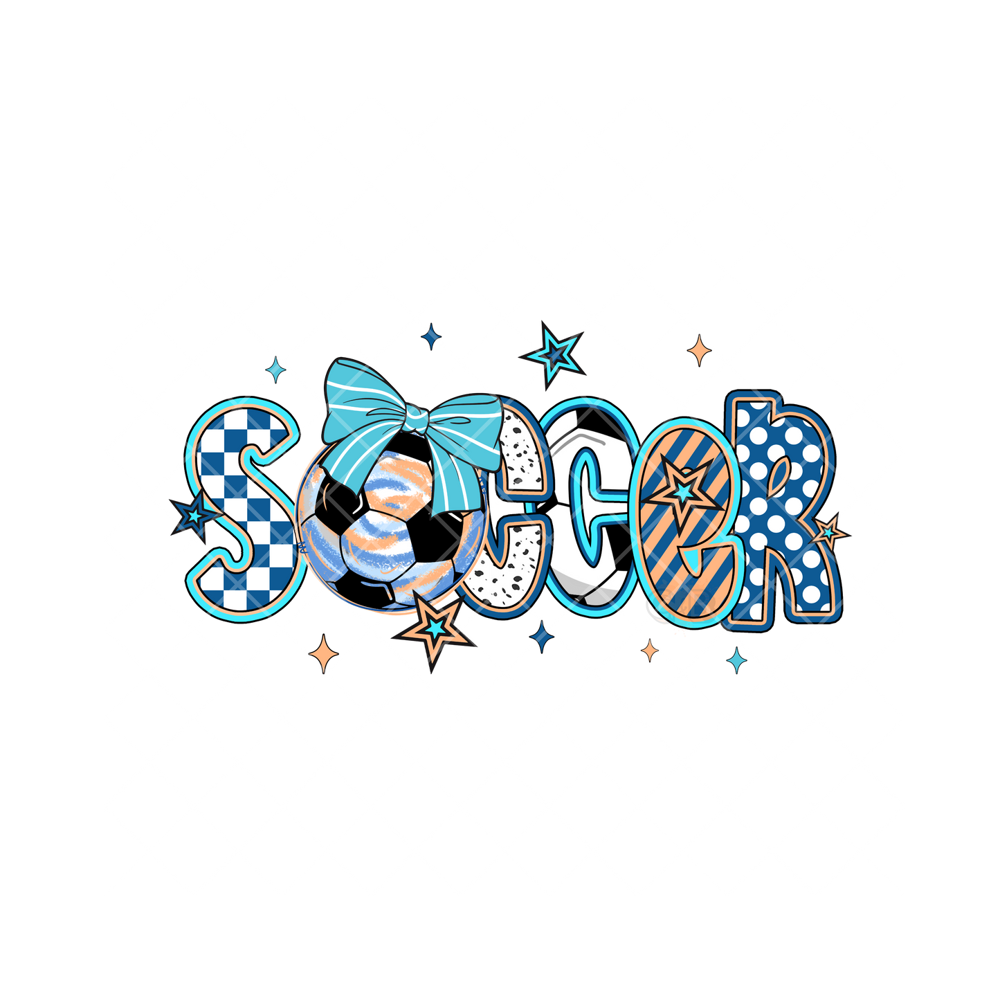 Soccer Blues Checkered Design PNG