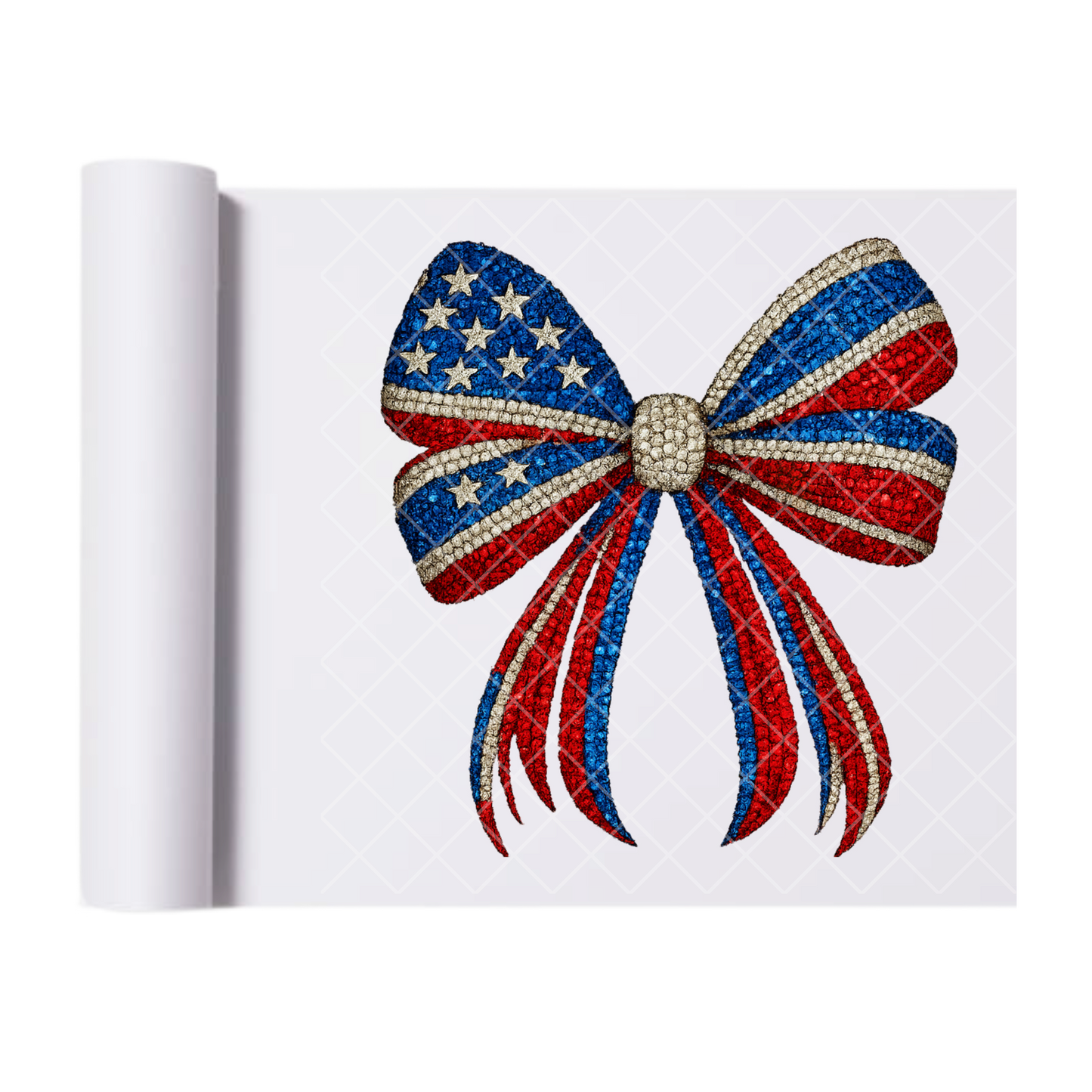 Patriotic Diamond Bow - Direct Print Film Transfer for Trendy T-Shirts, Cotton, Polyester & Blends - High-Quality Print