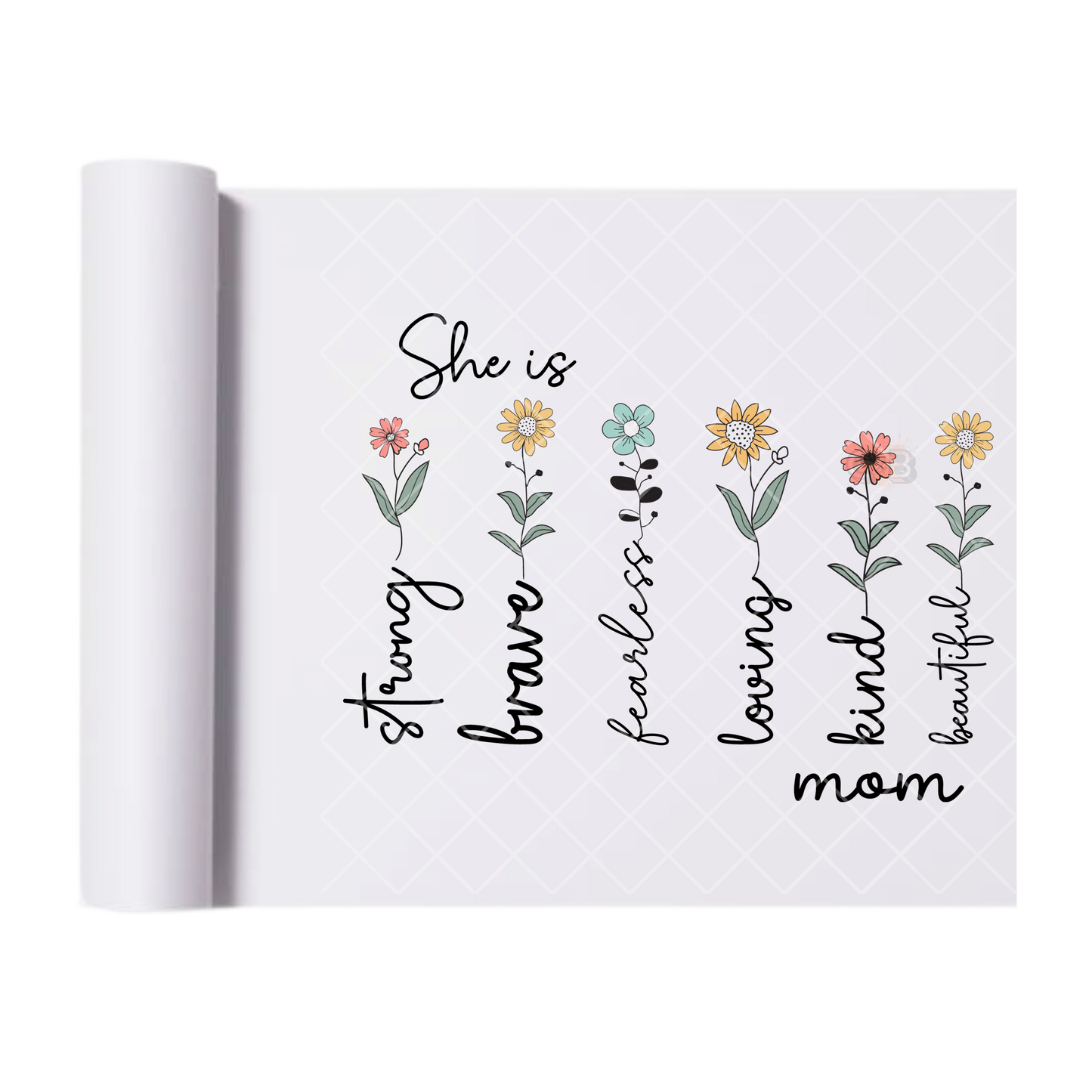 She Is Mom - Direct Print Film Transfer for T-Shirts, Cotton, Polyester & Blends - High-Quality Print
