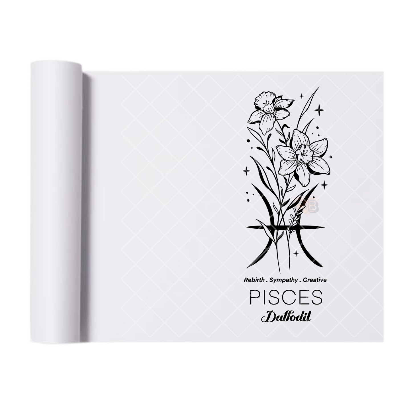 Pisces Daffodil - Direct Print Film Transfer for T-Shirts, Cotton, Polyester & Blends - High-Quality Print