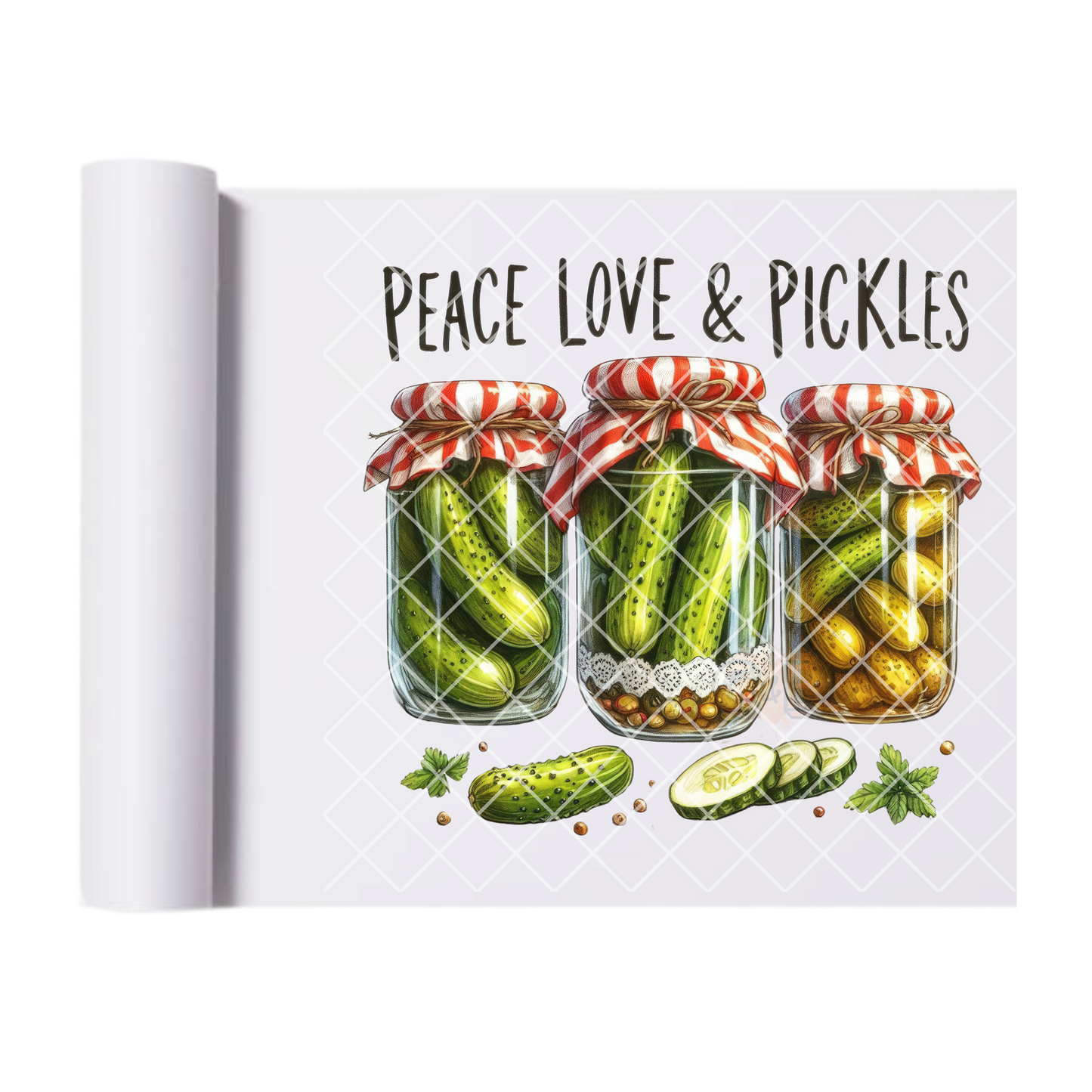 Peace love & pickles DTF film t shirt transfer
