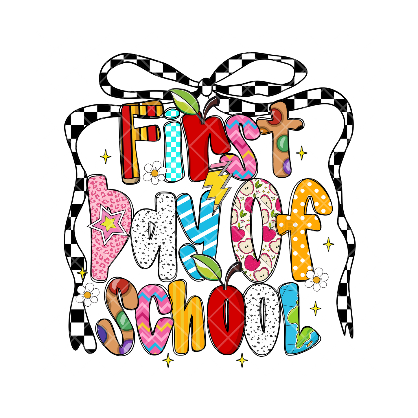 First Day Of School Checkered Ribbon PNG