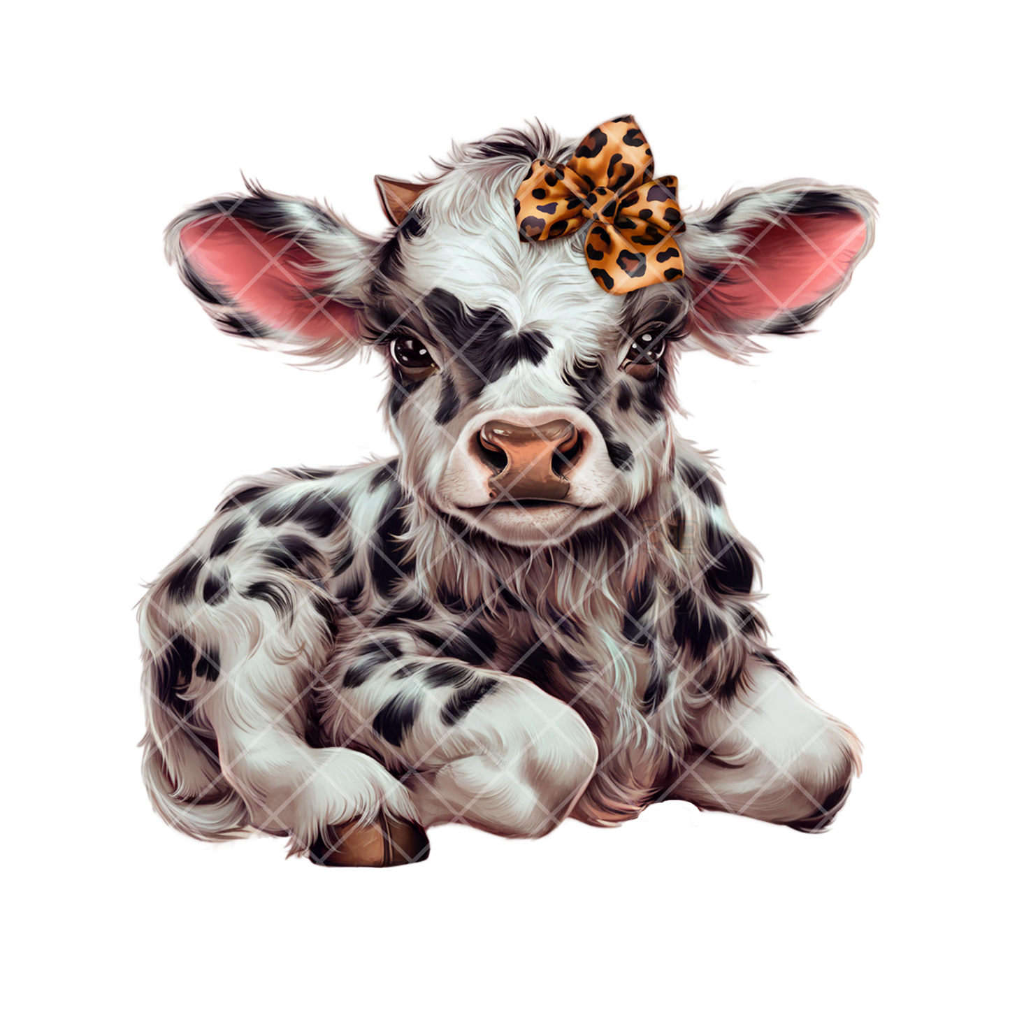 Cute Calf Leopard Bow PNG
