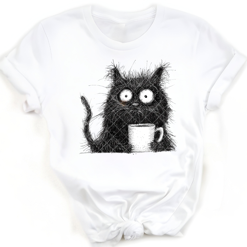 Black Cat Morning Coffee PNG File