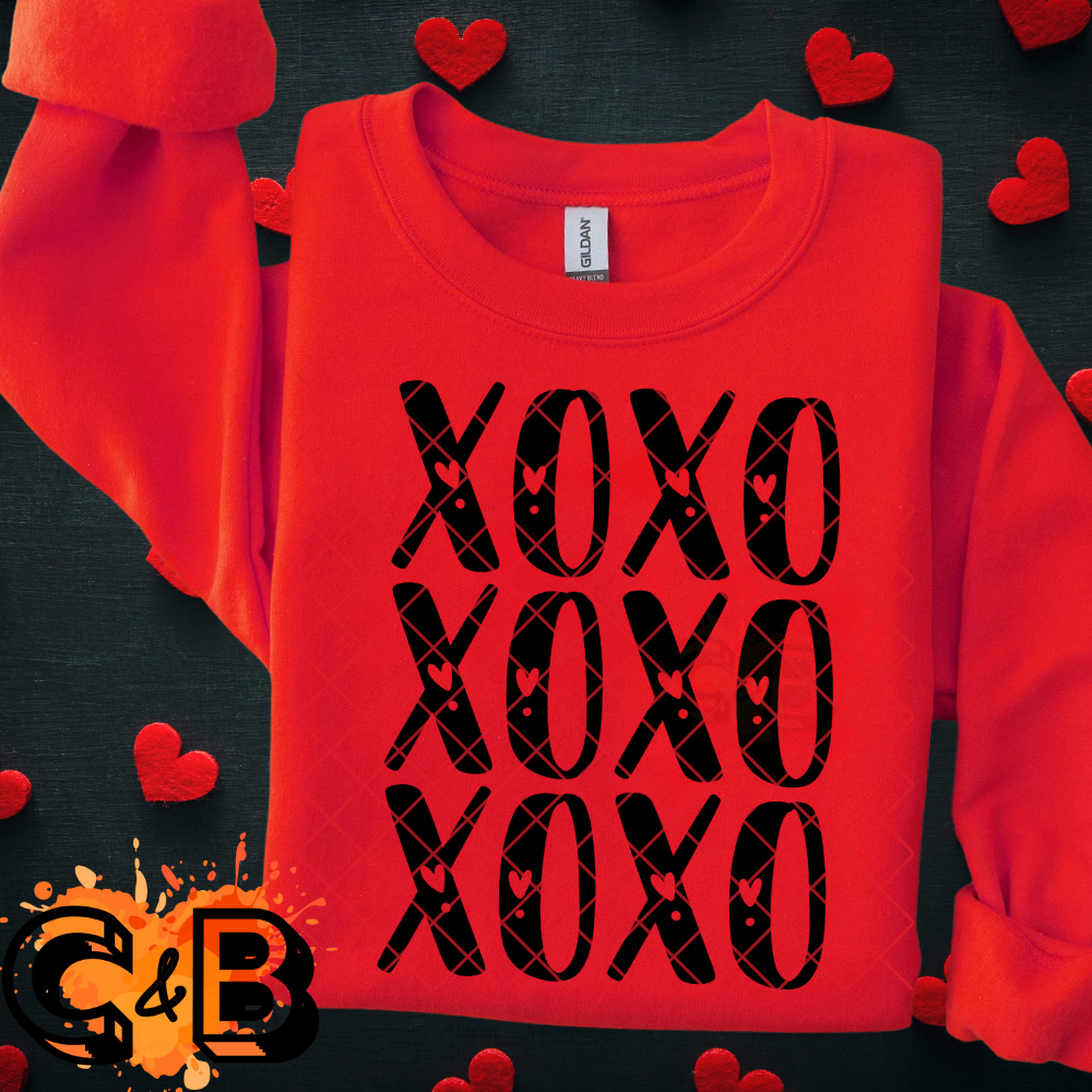 Xoxo black font with hearts inside PNG