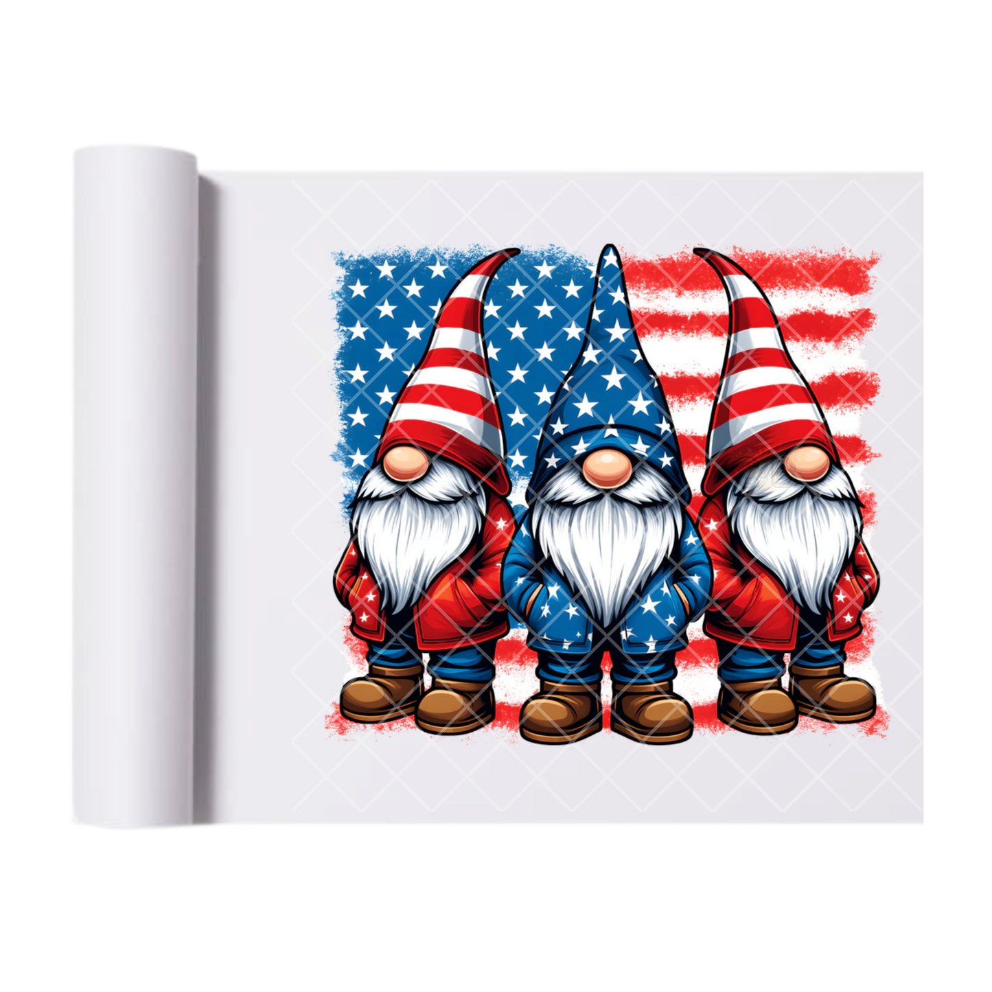 Gnome Patriots - Direct Print Film Transfer for Trendy T-Shirts, Cotton, Polyester & Blends - High-Quality Print