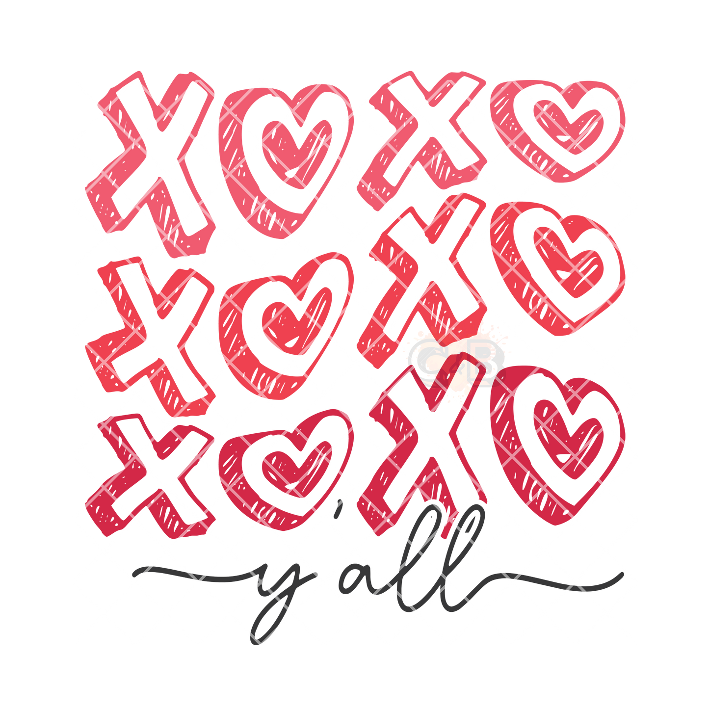 Xoxo yall pink scribble PNG