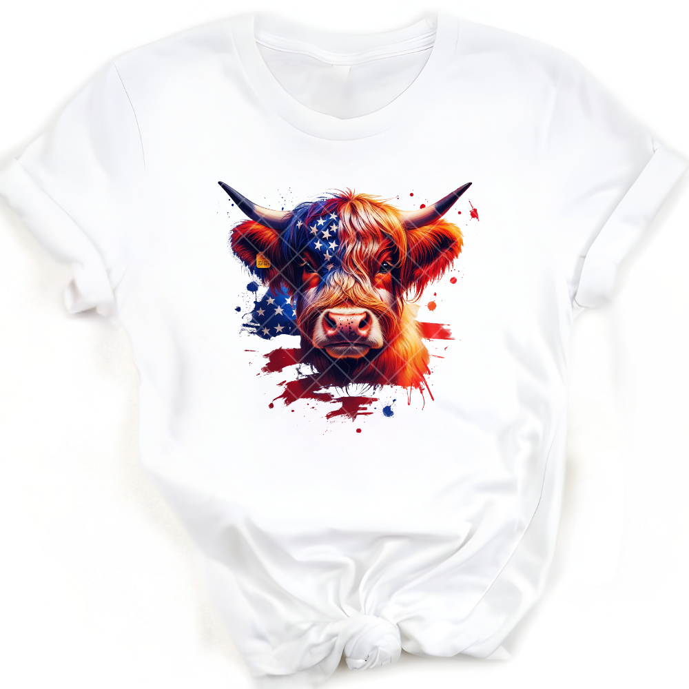 Highland Cow Patriot PNG