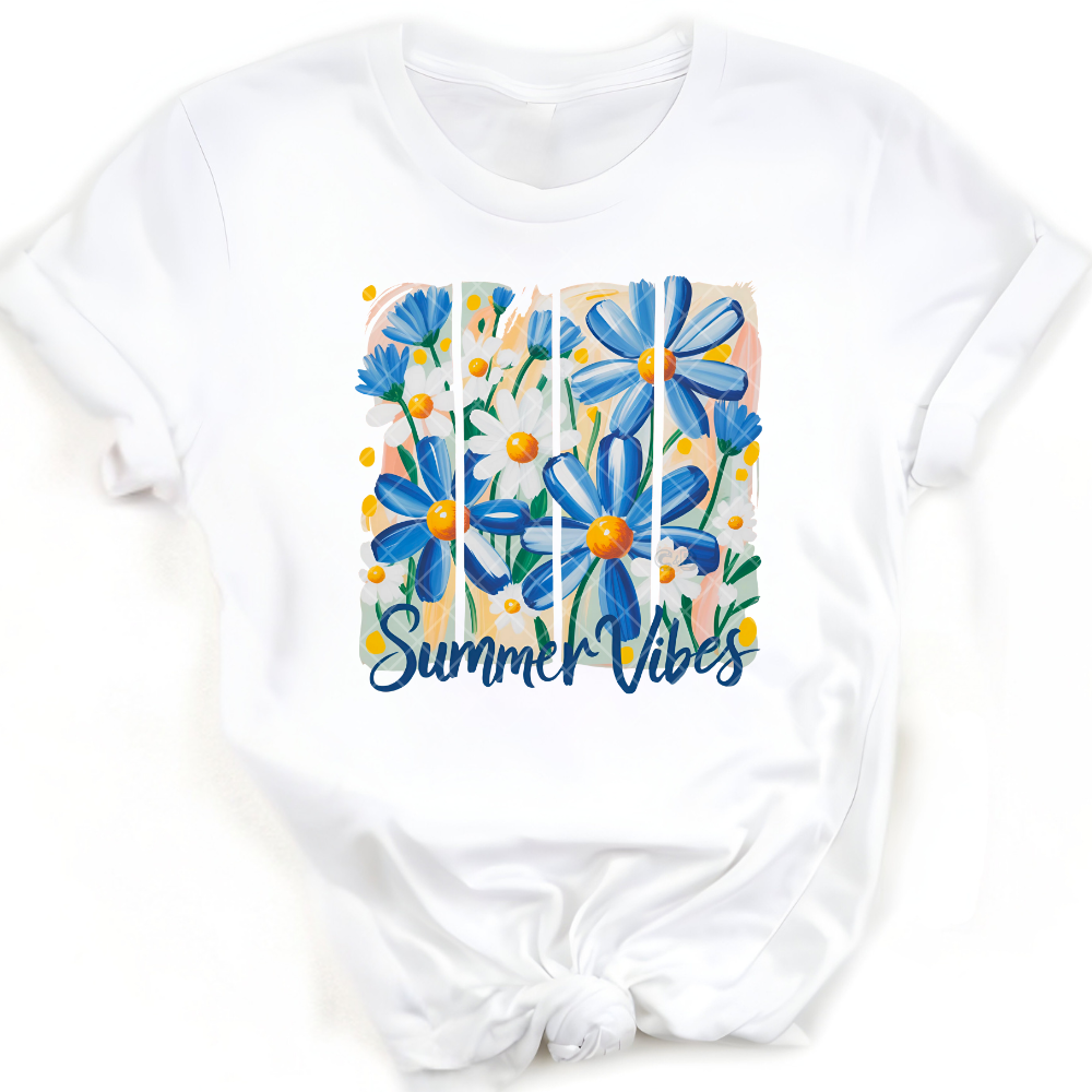 Blue Floral Summer Vibes PNG