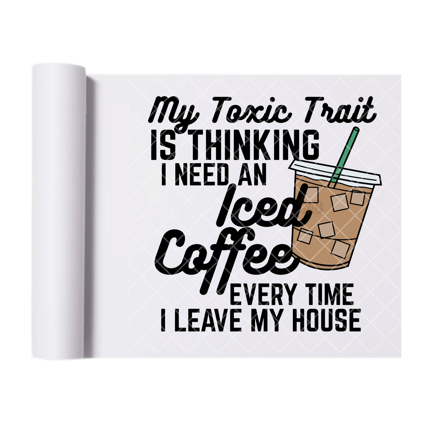 I Need An Iced Coffee - Direct Print Film Transfer for Trendy T-Shirts, Cotton, Polyester & Blends - High-Quality Print