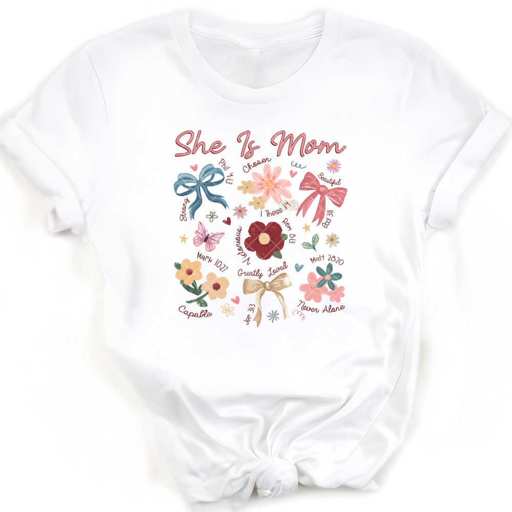 She Is Mom Bow Flower Collection PNG