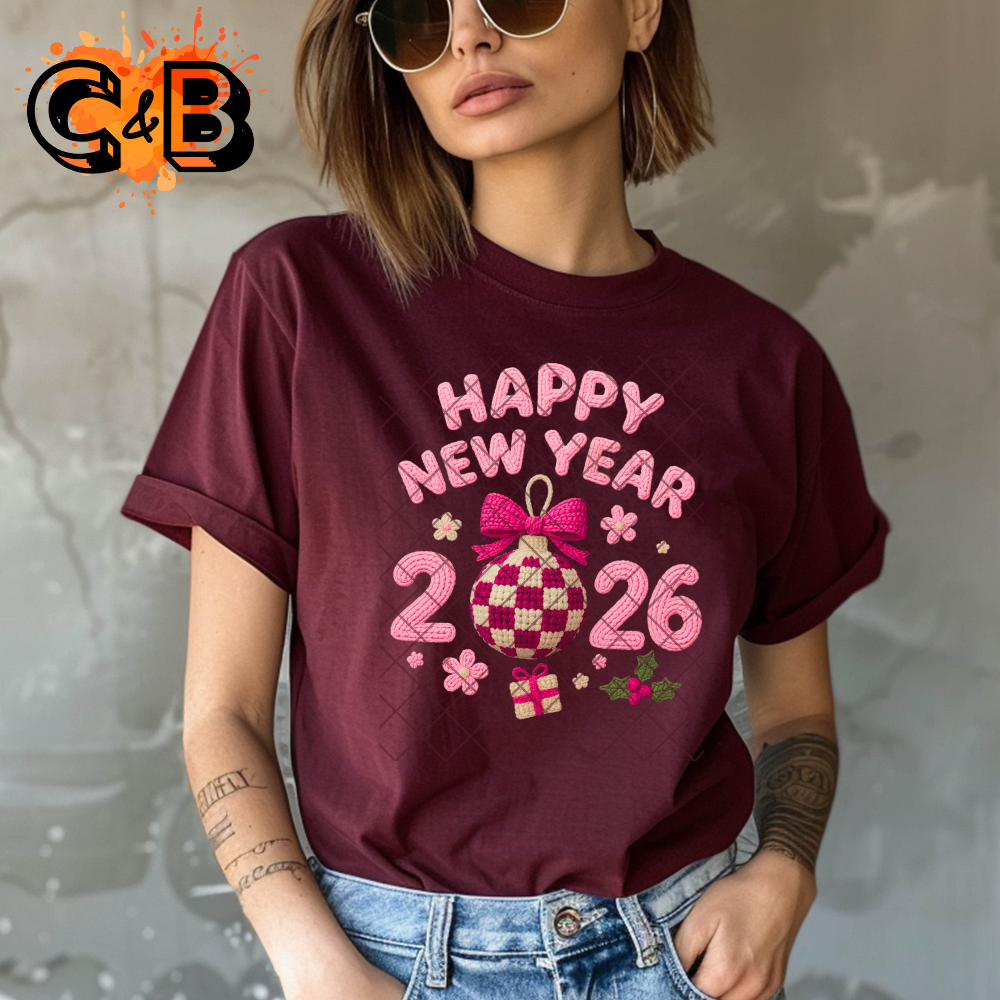 New Year 2026 Checkered Ball PNG File