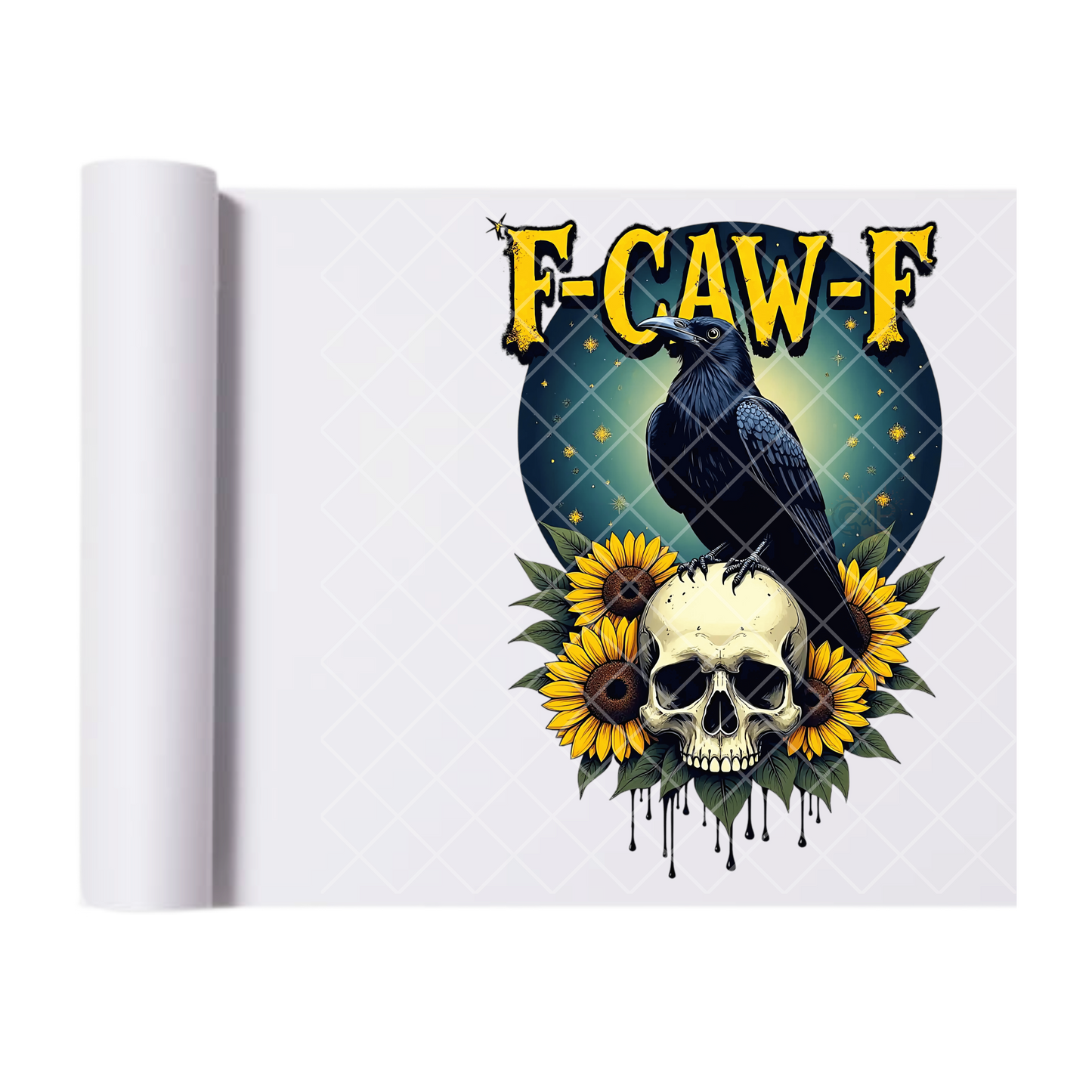 Fcawf Crow Sunflowers - Ready To Press Print Transfer for Apparel, Cotton, Polyester & Blends - High-Quality Print- Commercial Grade