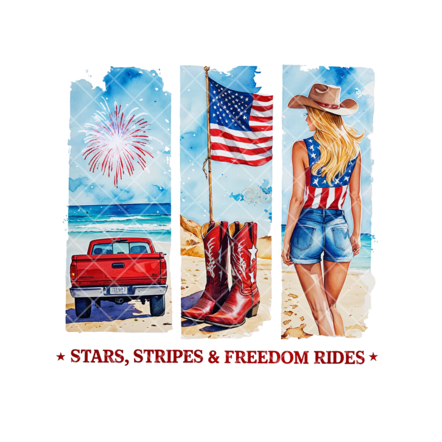 Stars Stripes & Freedom Rides PNG File