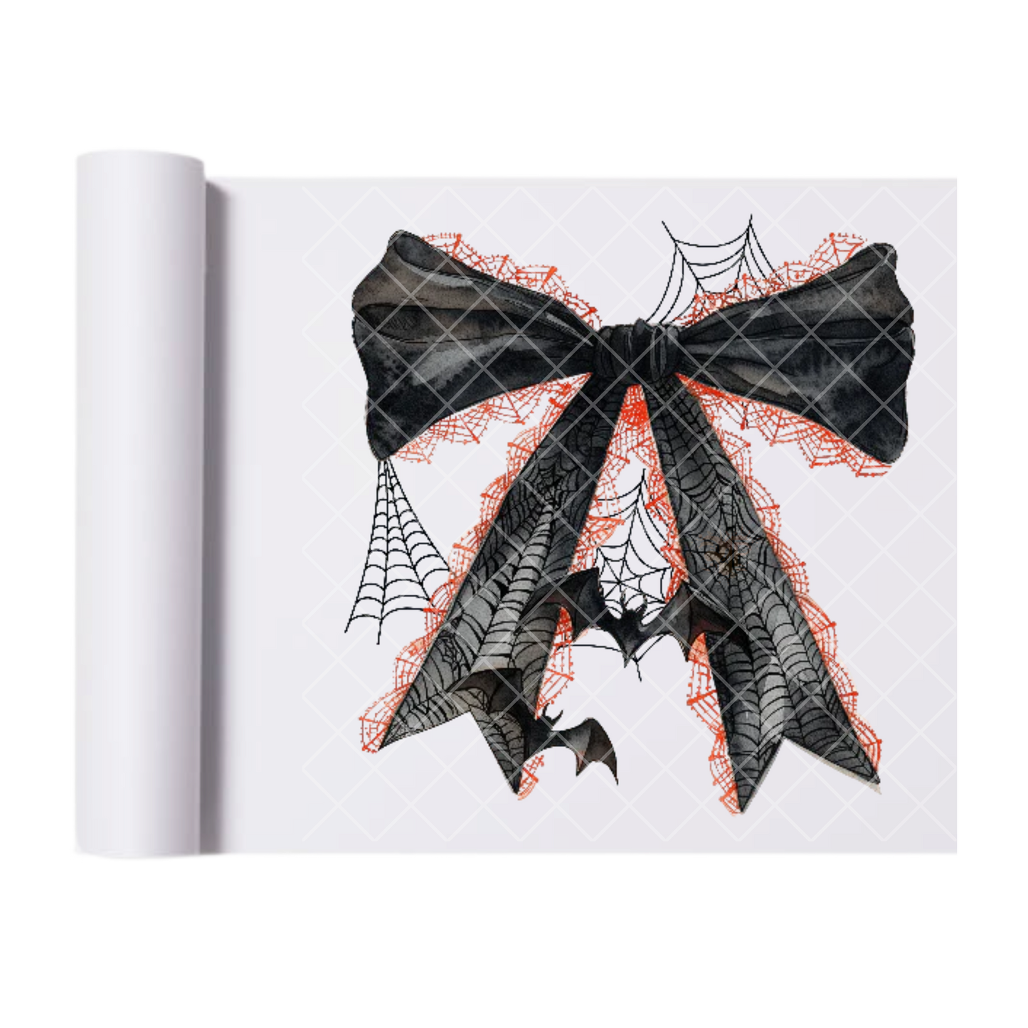 Black Orange Halloween Bow Bats - Ready To Press Print Transfer for Apparel, Cotton, Polyester & Blends - High-Quality Print- Commercial Grade