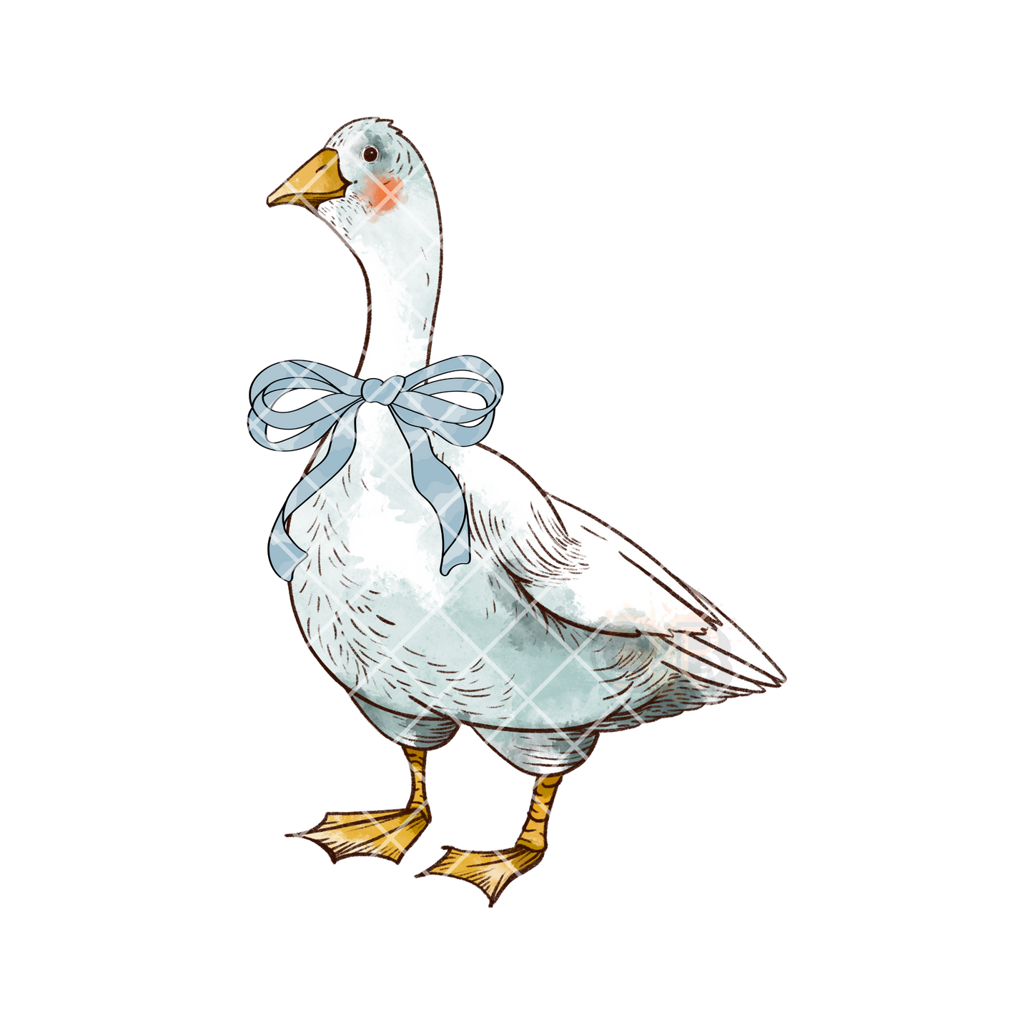 Blue bow goose PNG
