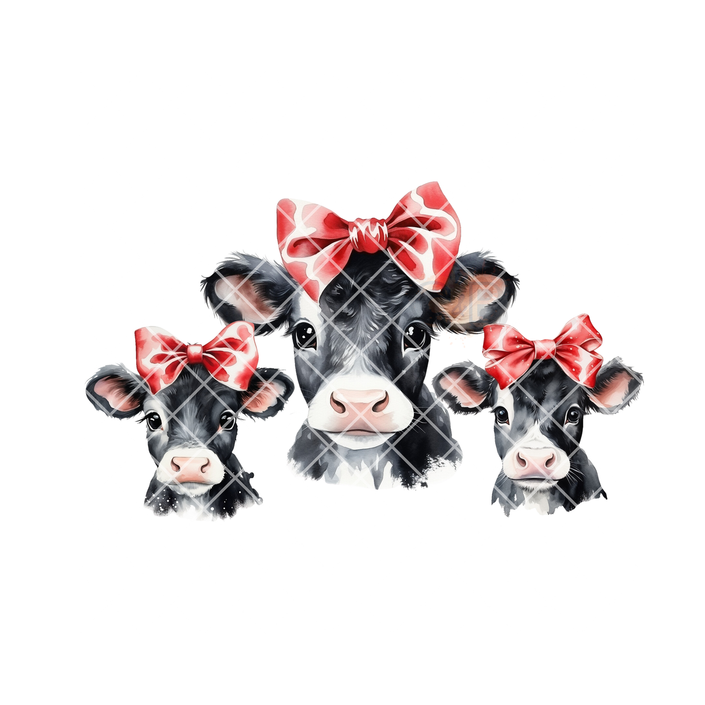 Cow trio with bows PNG