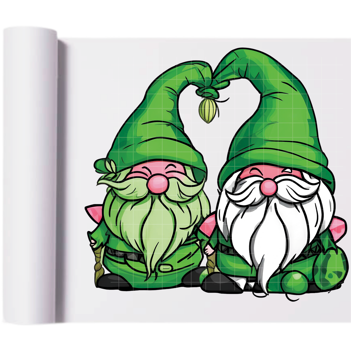 Green Watermelon Gnomes - Direct Print Film Transfer for T-Shirts, Cotton, Polyester & Blends - High-Quality Print