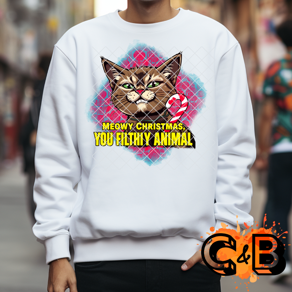Meowy Christmas you filthy animal film t shirt transfer