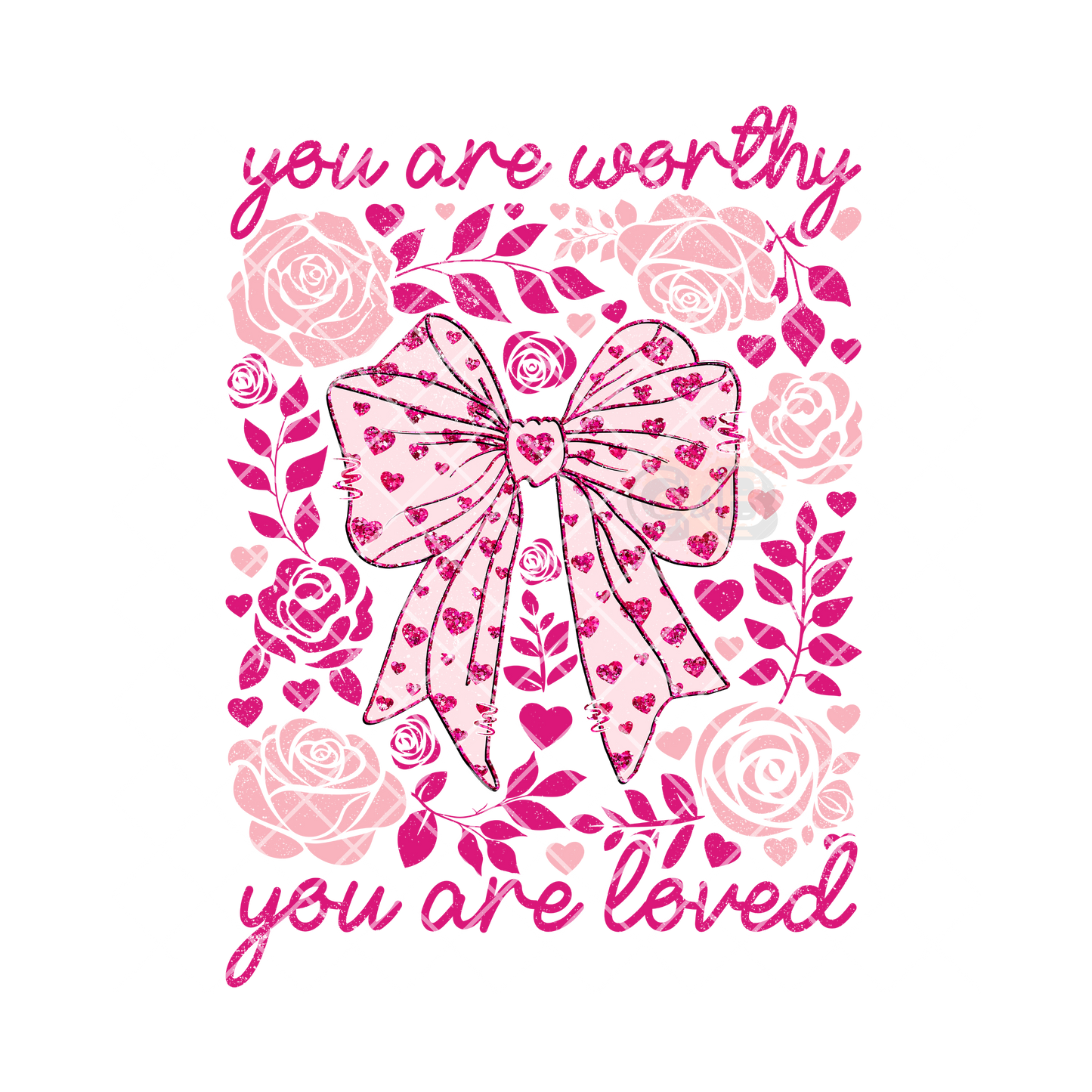 Worthy and loved bow roses and hearts T-Shirt