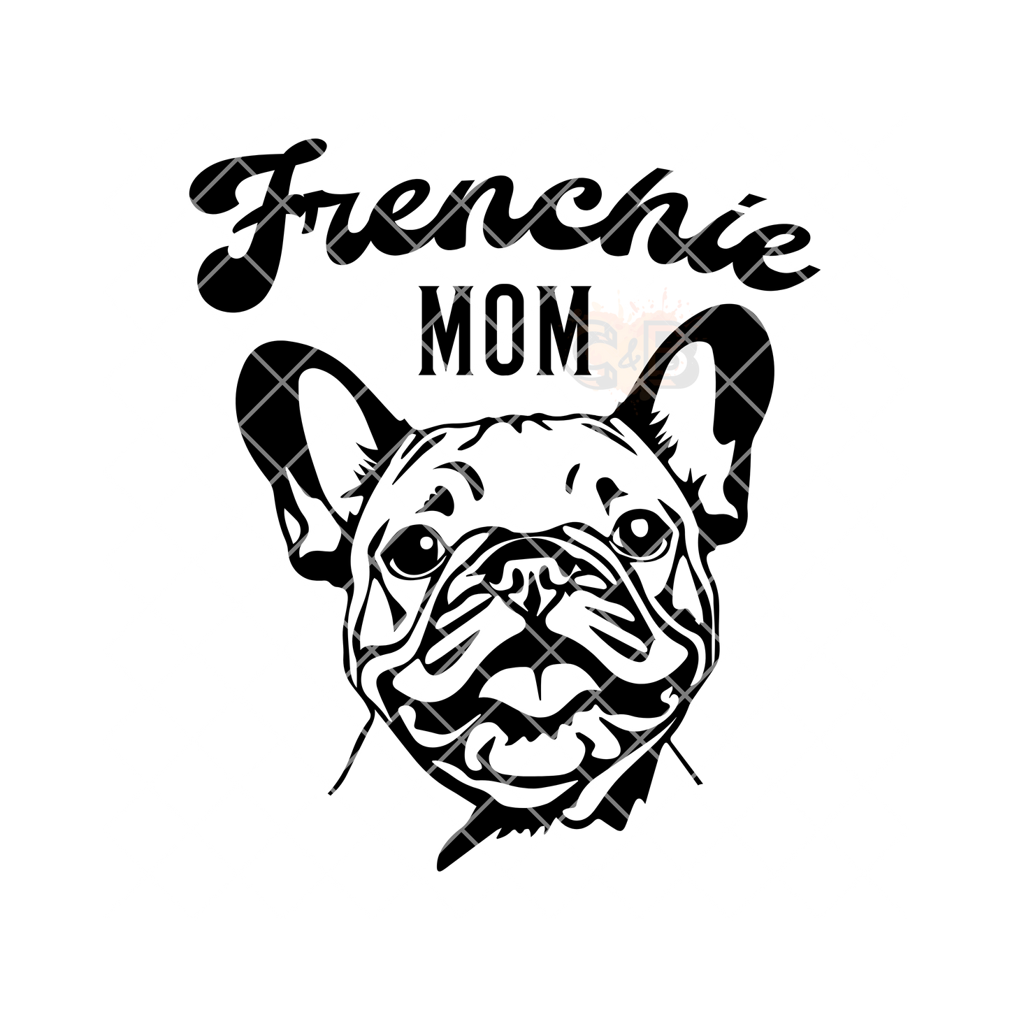 Frenchie mom black stencil PNG