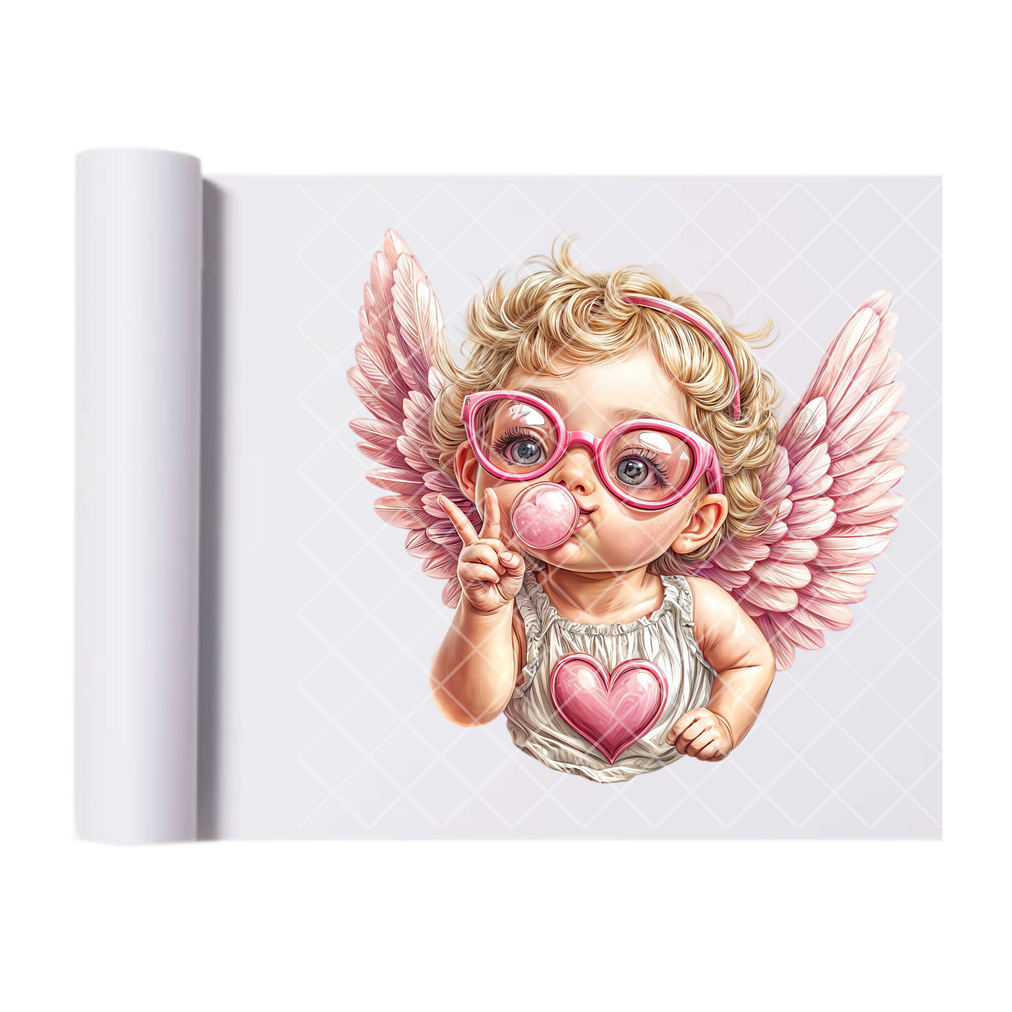Cute Cupid Pink Wings - Direct Transfer Print, Ready To Press For T-Shirts, Cotton, Polyester & Blends - Tshirt Business Quality