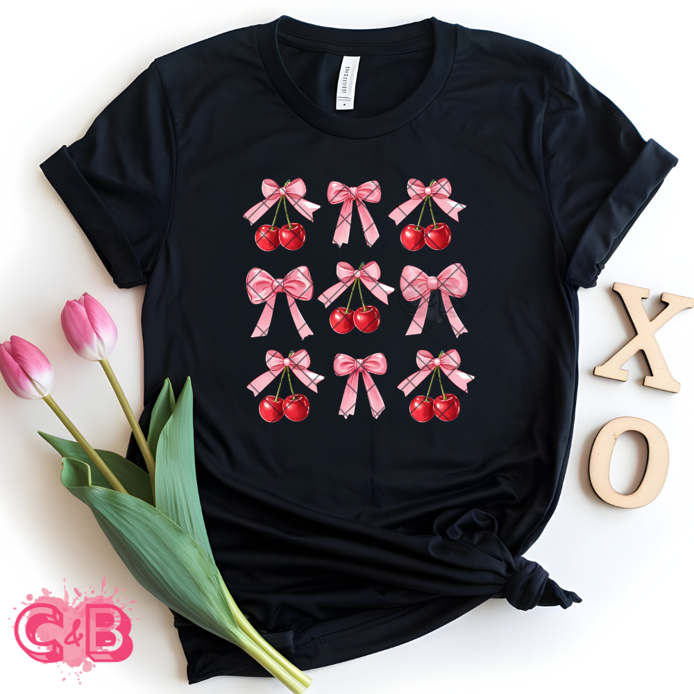Cherry pink bows PNG