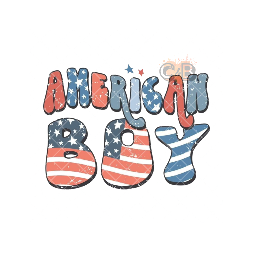 American Boy Flag Wording PNG