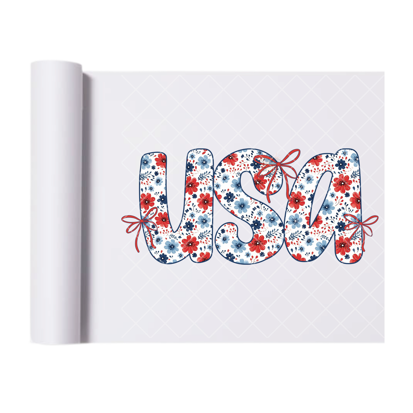 USA Little Red Blue Flowers - Direct Print Film Transfer for Trendy T-Shirts, Cotton, Polyester & Blends - High-Quality Print