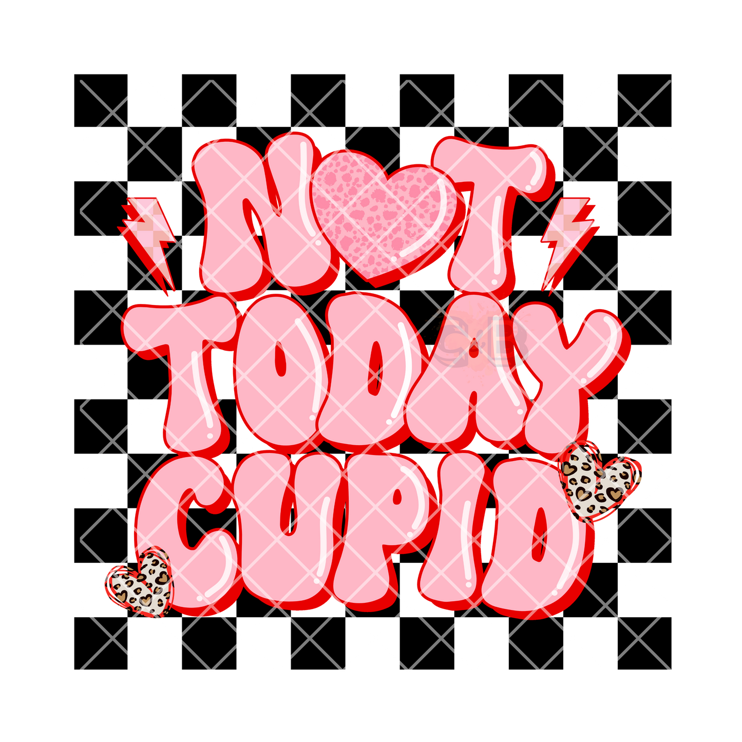 Not today Cupid checkered pink PNG