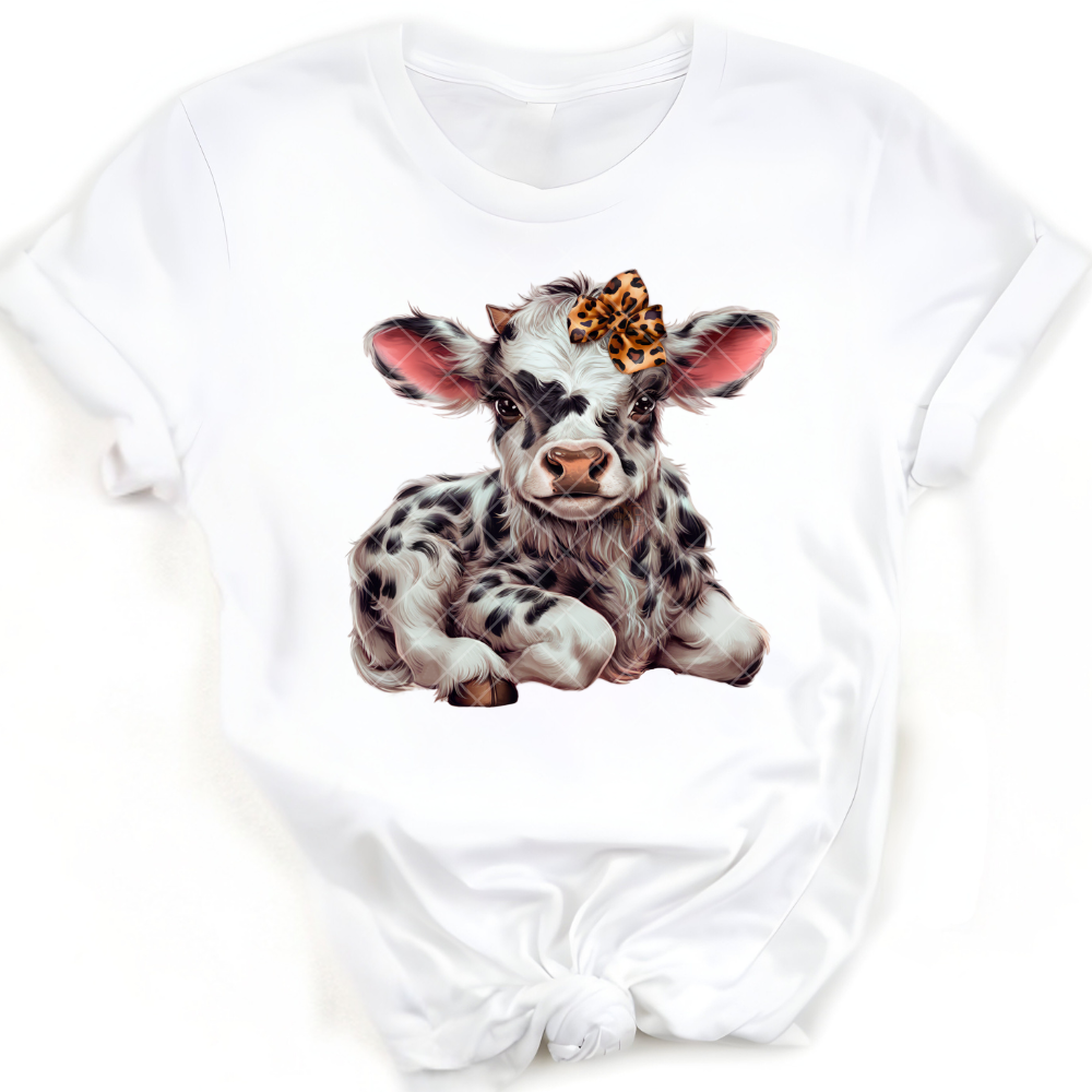 Cute Calf Leopard Bow PNG