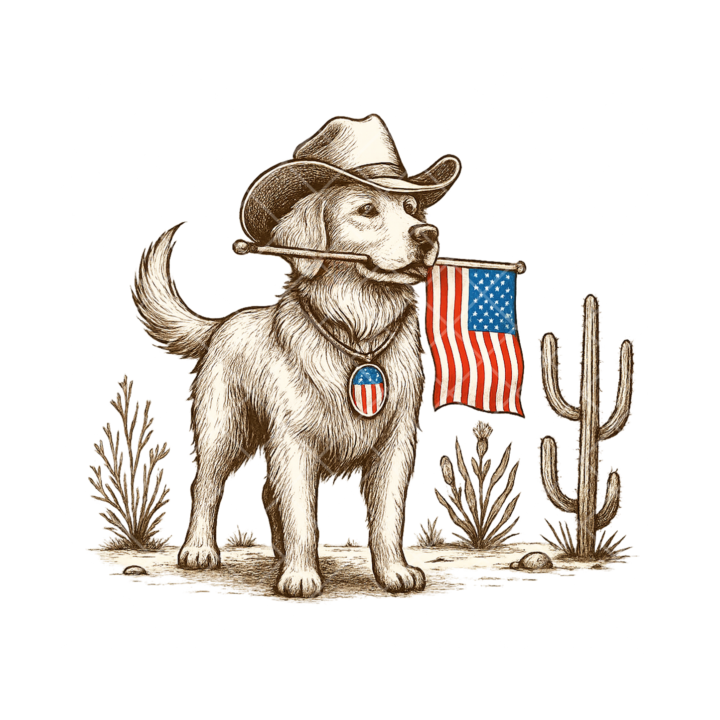 Patriot Lab Cowboy Hat Cactus PNG