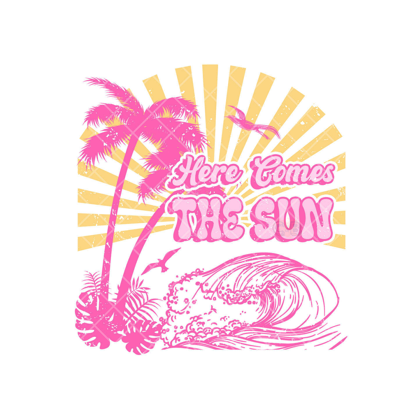 Here Comes The Sun Pink Yellow PNG