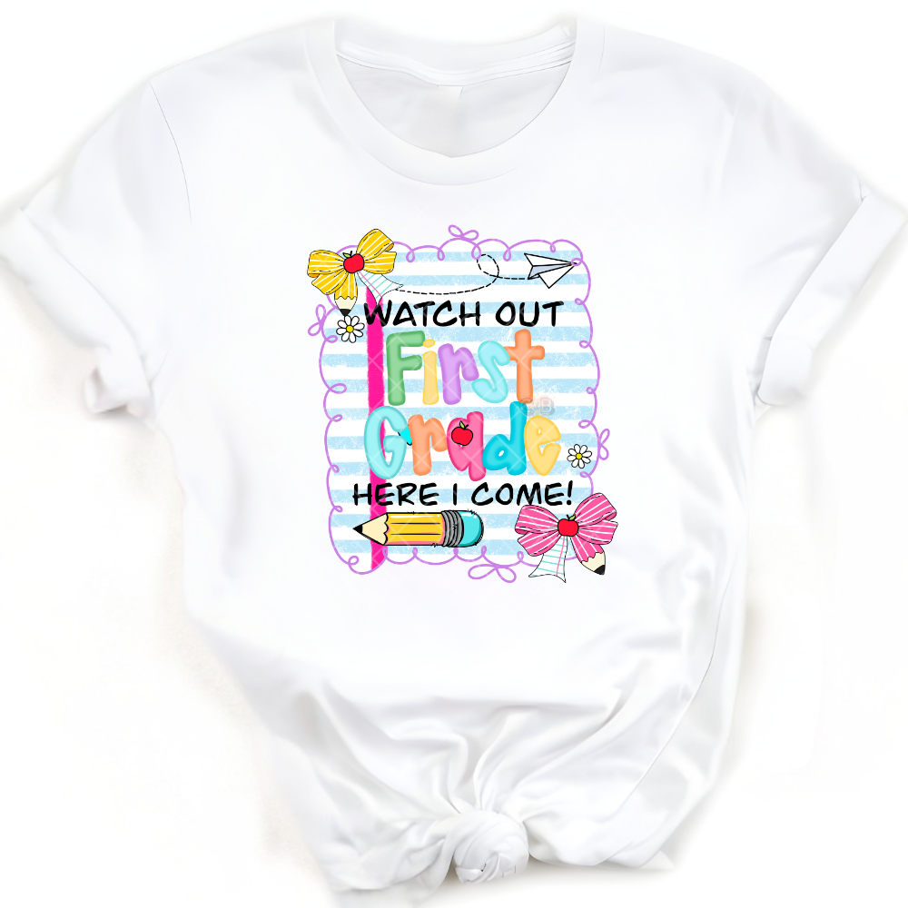 Watch Out First Grade - Premium Graphic T-Shirt for Casual Wear