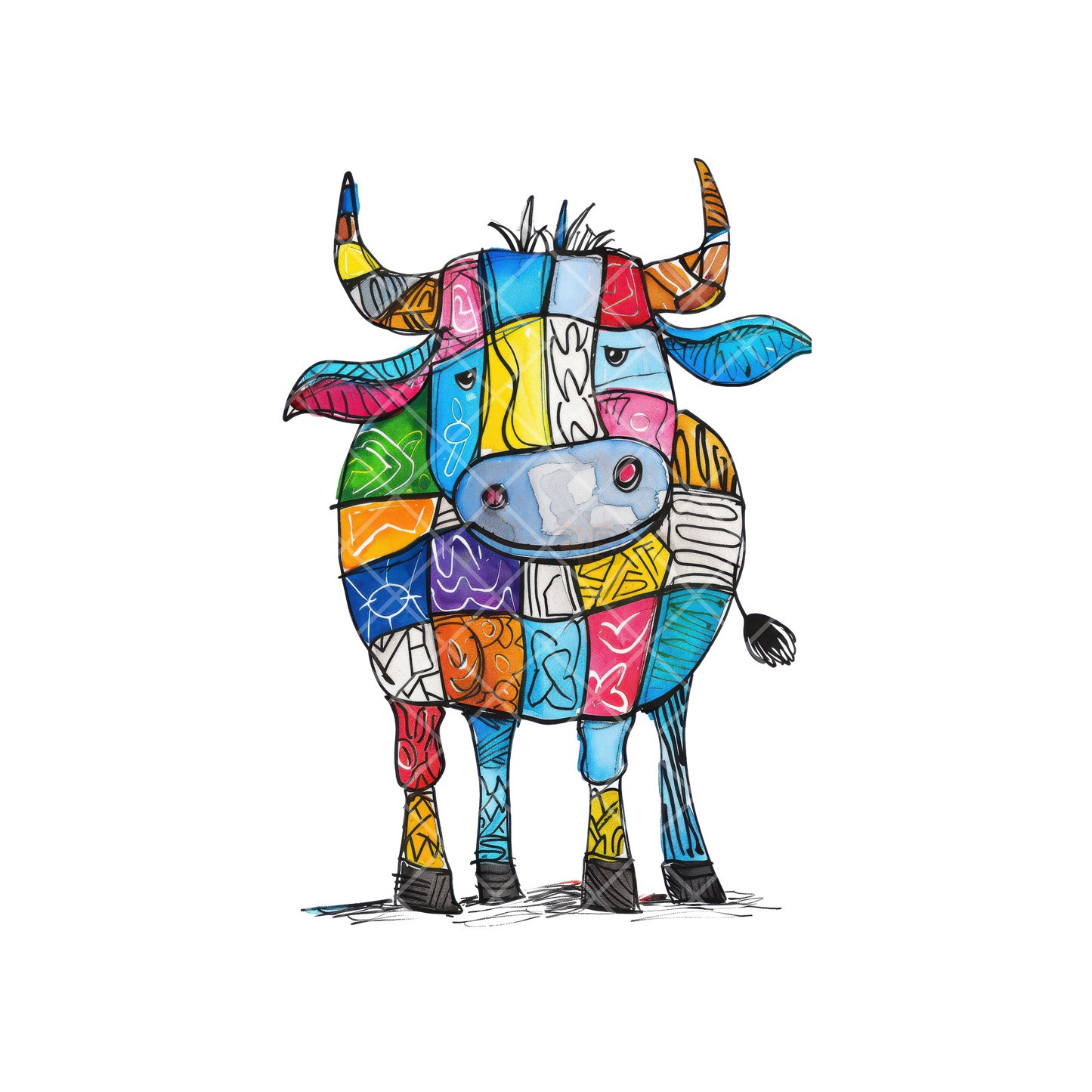 Ox Art Doodle Painting PNG