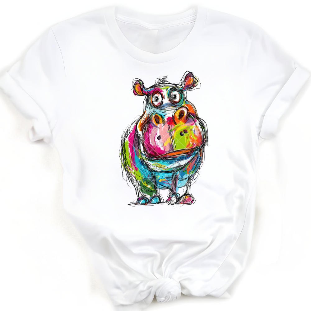 Hippo Art Painting PNG