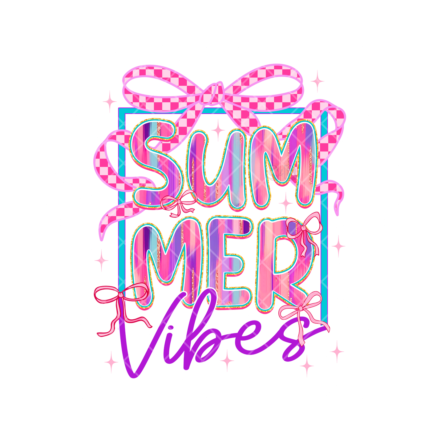 Summer Vibes Pink Checkered PNG