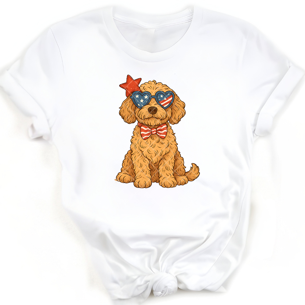 Pup with Flag Shades Red Star PNG