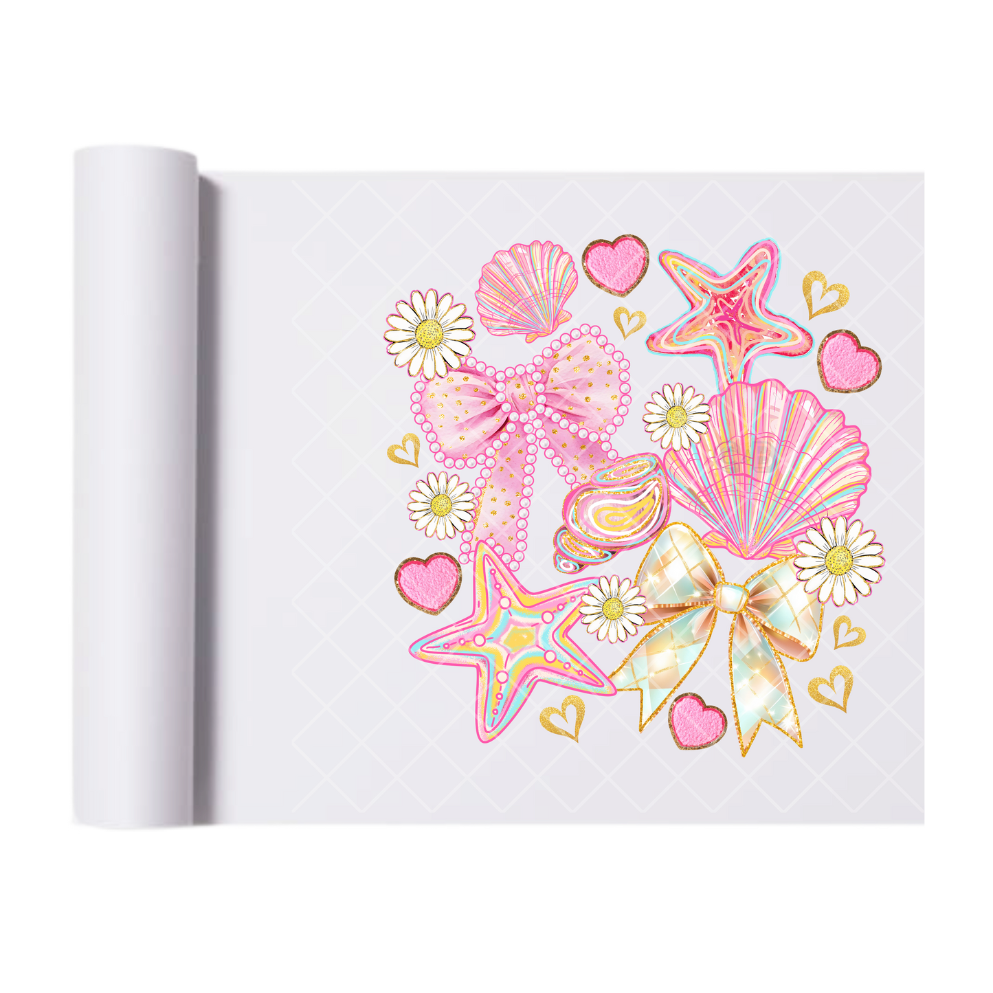 Pink Seashells - Direct Print Film Transfer for Trendy T-Shirts, Cotton, Polyester & Blends - High-Quality Print